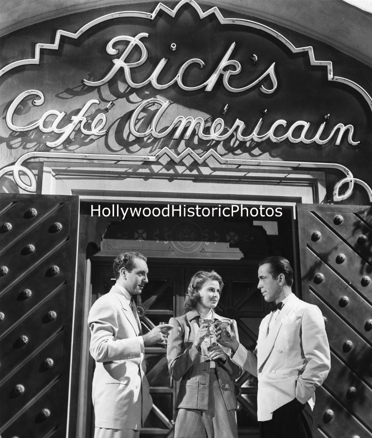 Casablanca 1942 Paul Henreid Humphrey Bogart Ingrid Bergman CR WM.jpg